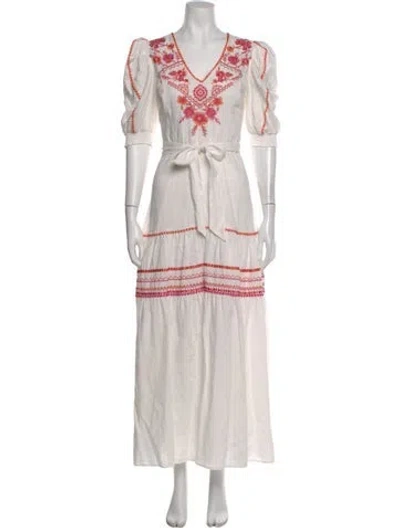 Pre-owned Hale Bob Linen Long Dress In Neutral