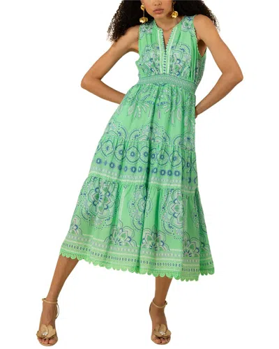 Hale Bob Liv Linen-blend Midi Dress In Green
