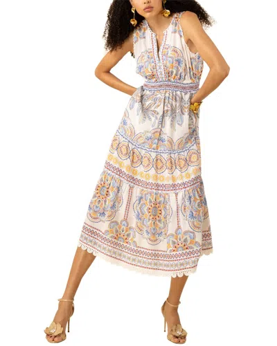 Hale Bob Liv Linen-blend Midi Dress In Multi