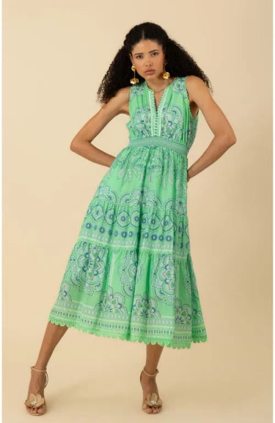 Hale Bob Liv Voile Dress In Green