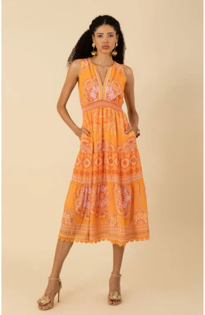 Hale Bob Liv Voile Dress In Orange