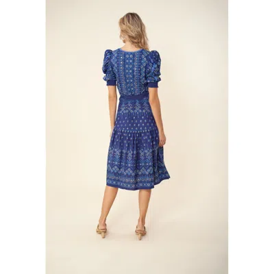 Hale Bob Logan Embroidered Midi Dress In Blue