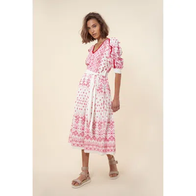 Hale Bob Logan Embroidered Midi Dress In Pink