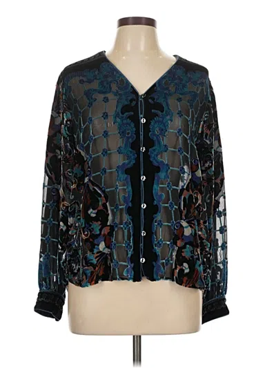 Pre-owned Hale Bob Long Sleeve Blouse In Black
