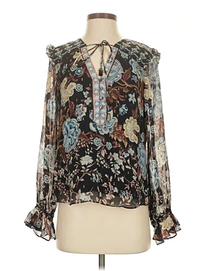 Pre-owned Hale Bob Long Sleeve Blouse In Black