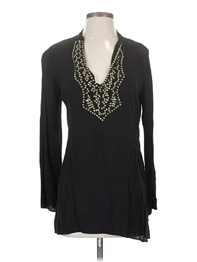Pre-owned Hale Bob Long Sleeve Blouse In Black
