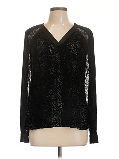 Pre-owned Hale Bob Long Sleeve Blouse In Black