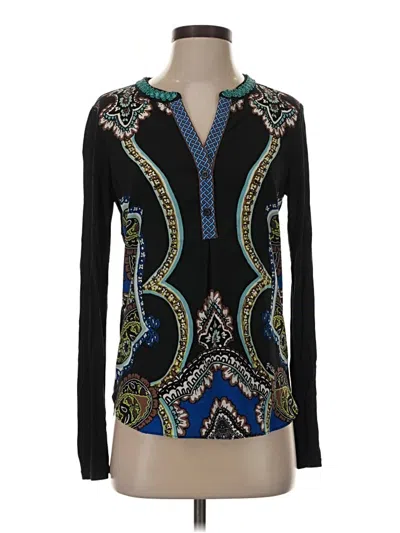 Pre-owned Hale Bob Long Sleeve Blouse In Black
