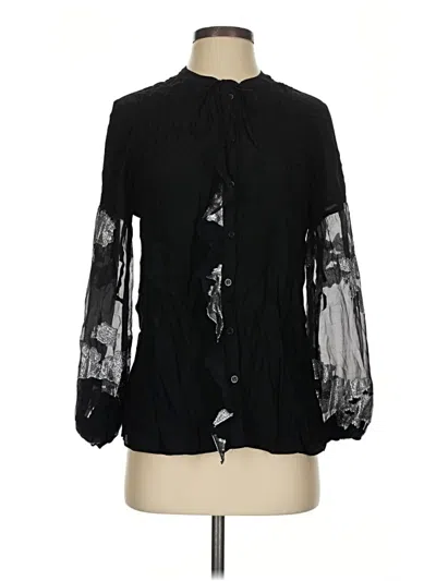Pre-owned Hale Bob Long Sleeve Blouse In Black