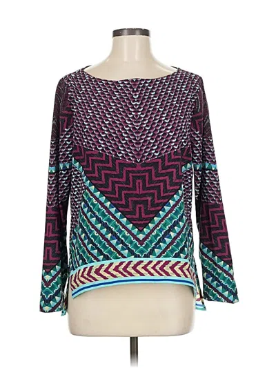 Pre-owned Hale Bob Long Sleeve Blouse In Blue