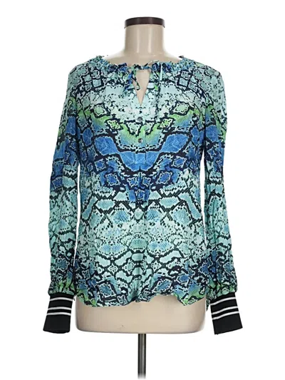 Pre-owned Hale Bob Long Sleeve Blouse In Blue