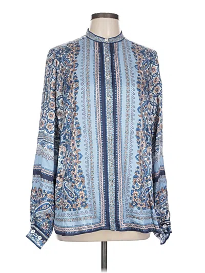 Pre-owned Hale Bob Long Sleeve Blouse In Blue