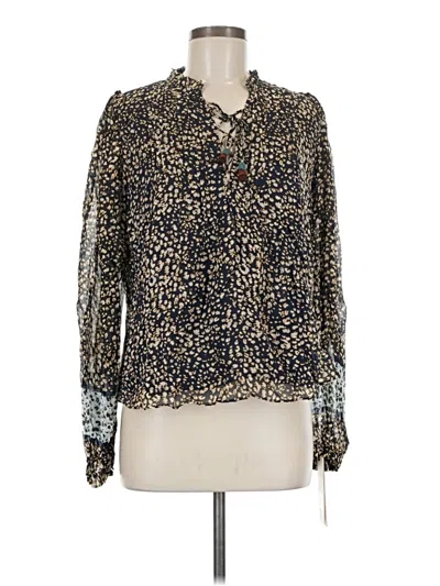 Pre-owned Hale Bob Long Sleeve Blouse In Blue