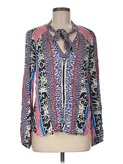Pre-owned Hale Bob Long Sleeve Blouse In Blue