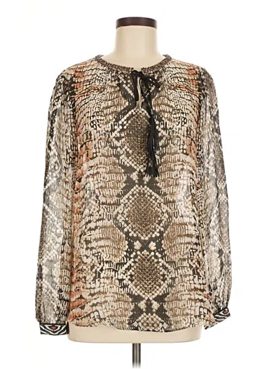 Pre-owned Hale Bob Long Sleeve Blouse In Brown