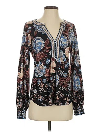 Pre-owned Hale Bob Long Sleeve Blouse In Brown