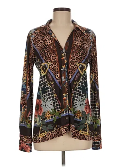 Pre-owned Hale Bob Long Sleeve Blouse In Brown
