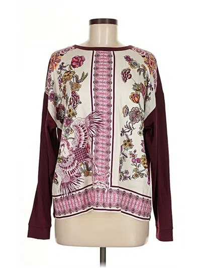 Hale Bob Long Sleeve Blouse In Burgundy