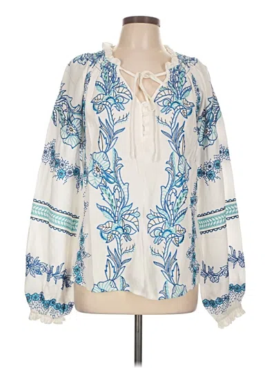 Pre-owned Hale Bob Long Sleeve Blouse In Ivory