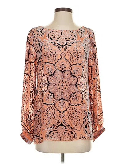 Pre-owned Hale Bob Long Sleeve Blouse In Orange