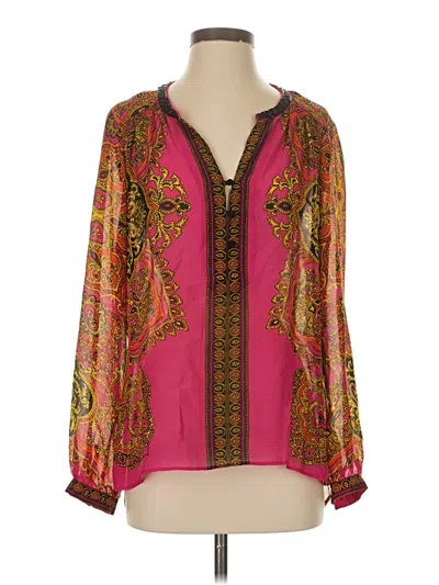 Pre-owned Hale Bob Long Sleeve Blouse In Pink