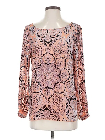 Pre-owned Hale Bob Long Sleeve Blouse In Pink