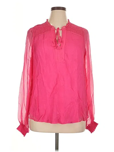 Pre-owned Hale Bob Long Sleeve Blouse In Pink