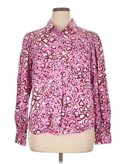Pre-owned Hale Bob Long Sleeve Blouse In Pink