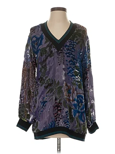 Pre-owned Hale Bob Long Sleeve Blouse In Purple