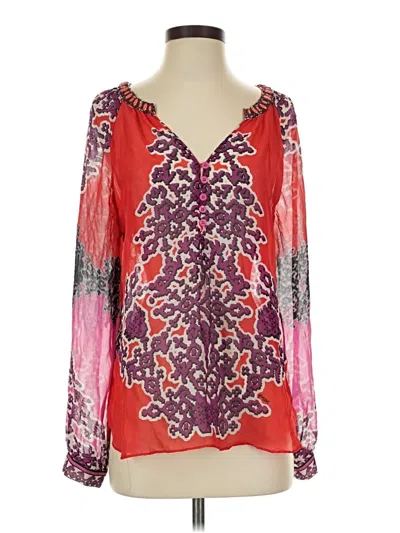 Pre-owned Hale Bob Long Sleeve Blouse In Purple