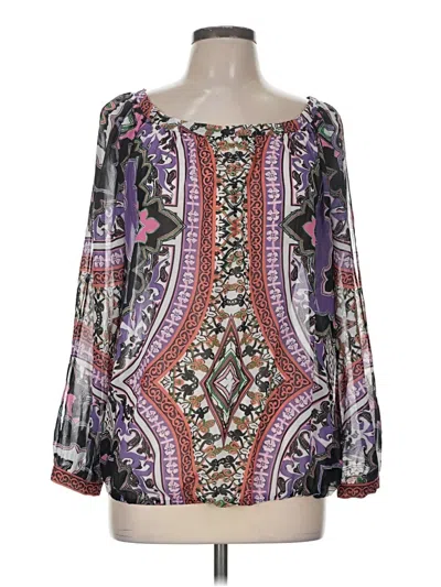 Pre-owned Hale Bob Long Sleeve Blouse In Purple