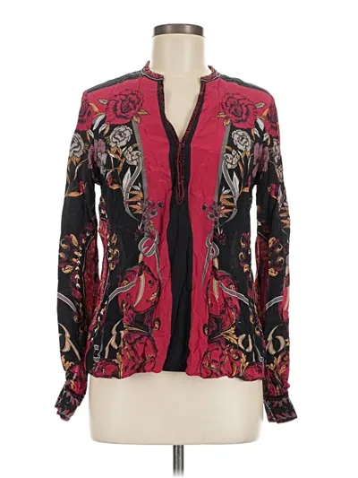 Pre-owned Hale Bob Long Sleeve Blouse In Red
