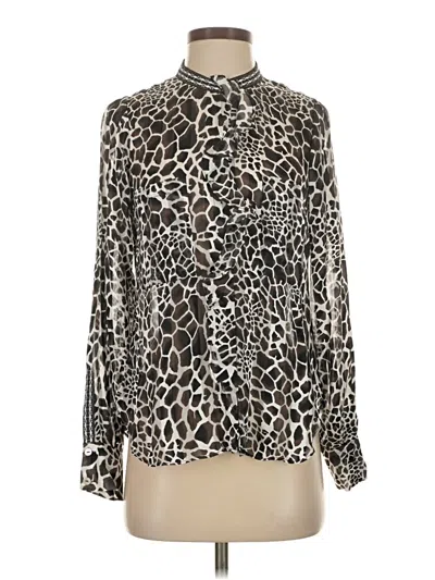 Pre-owned Hale Bob Long Sleeve Blouse In Silver