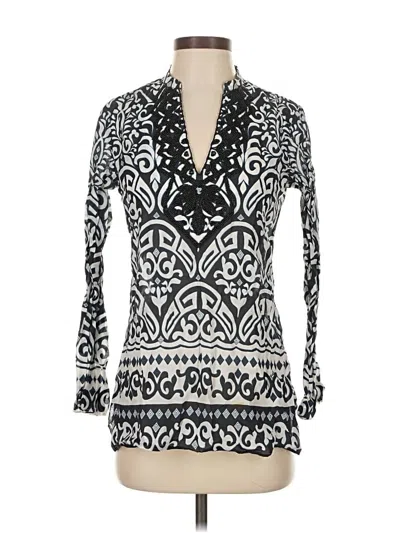 Pre-owned Hale Bob Long Sleeve Blouse In Silver