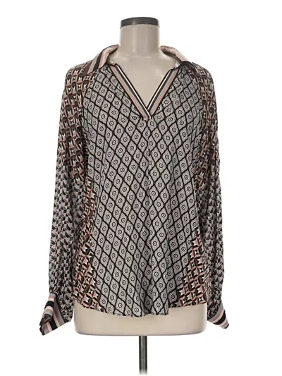 Pre-owned Hale Bob Long Sleeve Blouse In Silver