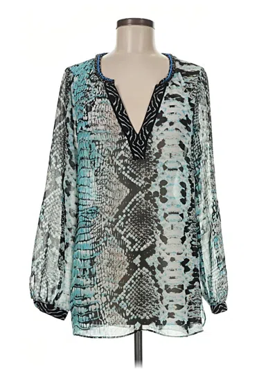 Pre-owned Hale Bob Long Sleeve Blouse In Teal
