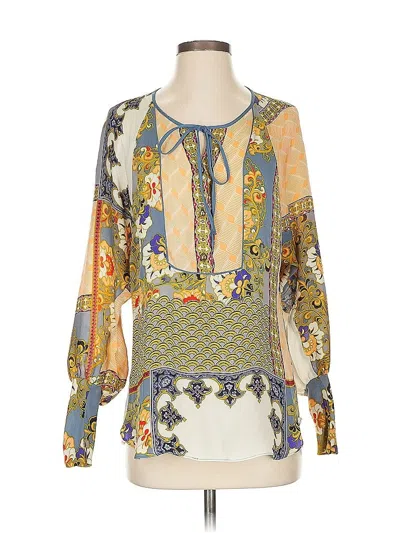 Pre-owned Hale Bob Long Sleeve Blouse In Yellow