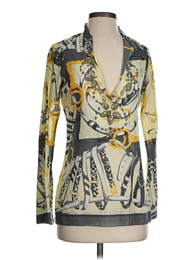 Pre-owned Hale Bob Long Sleeve Blouse In Yellow