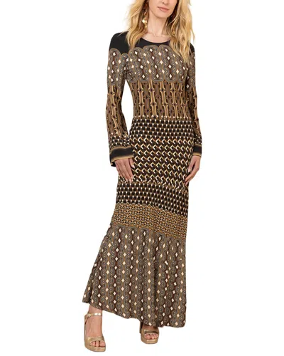 Hale Bob Long Sleeve Ellen Maxi Dress In Multi