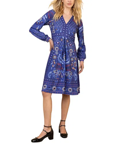 Hale Bob Long Sleeve Kimora Midi Dress In Blue