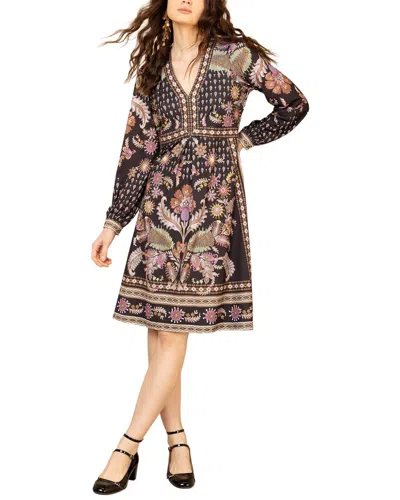 Hale Bob Long Sleeve Kimora Midi Dress In Multi
