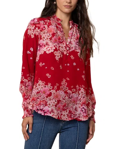 Hale Bob Long Sleeve Marlowe Silk Blouse In Red
