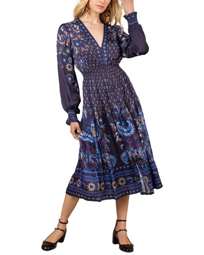 Hale Bob Long Sleeve Raquel Midi Dress In Blue