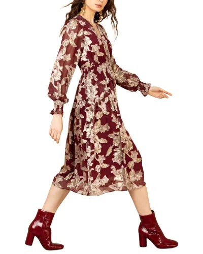 Hale Bob Long Sleeve Raquel Silk-blend Midi Dress In Multi