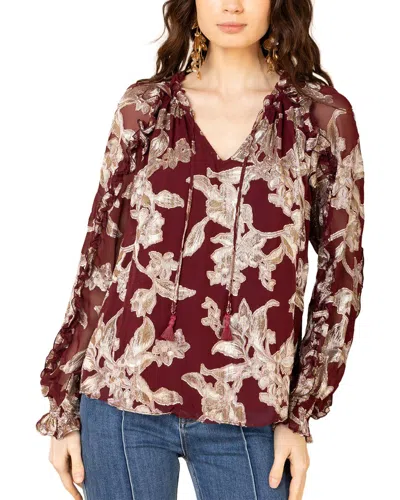 Hale Bob Long Sleeve Robin Silk-blend Blouse In Multi