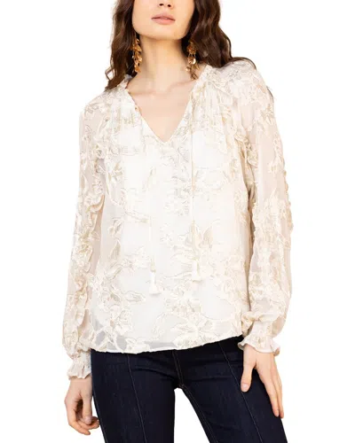 Hale Bob Long Sleeve Robin Silk-blend Blouse In White