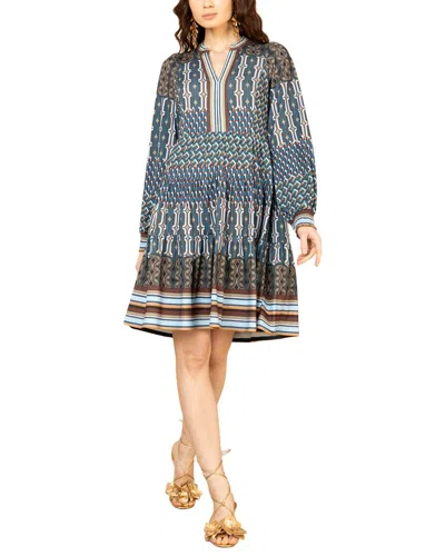 Hale Bob Long Sleeve Salma Mini Dress In Blue