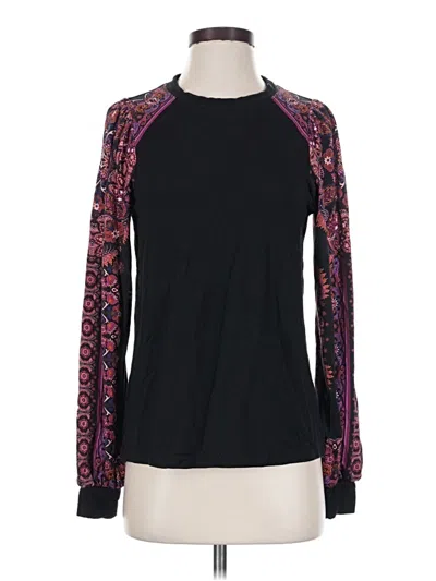Pre-owned Hale Bob Long Sleeve Top Black Mock Neckline Tops