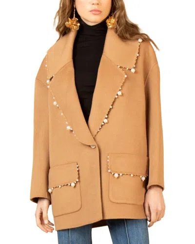 Hale Bob Long Sleeve Wool Jacket In Brown
