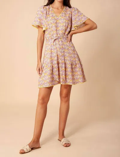 Hale Bob Lulie Linen Dress In Yellow In Multi